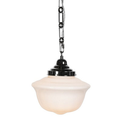 Frith Nickel Opaque Schoolhouse Stairwell Pendant LightSe Home from B&Q