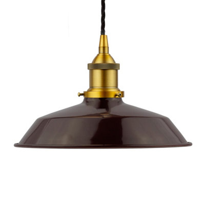 Burgundy Red Small Trinity Metal Painted Dome Pendant Light With Antique Gold Lamp Holder And Black Twisted CableSe Home from B&Q