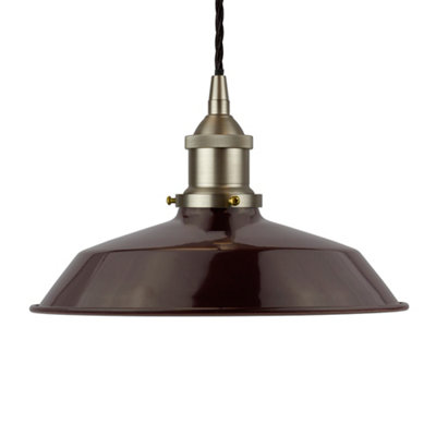 Burgundy Red Small Trinity Metal Painted Dome Pendant Light With Brushed Chrome Lamp Holder And Black Twisted CableSe Home from B&Q