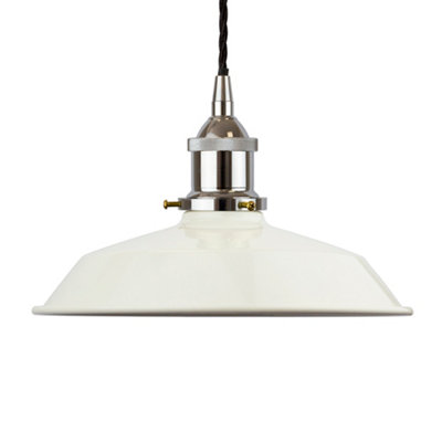 Clay White Small Trinity Metal Painted Dome Pendant Light With Nickel Lamp Holder And Black Twisted CableSe Home from B&Q