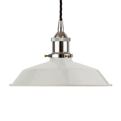 Pale Grey Small Trinity Metal Painted Dome Pendant Light With Nickel Lamp Holder And Black Twisted CableSe Home from B&Q