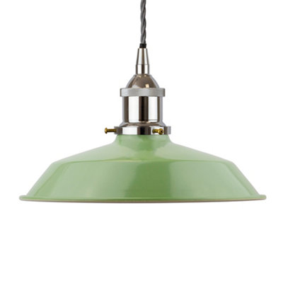 Mint Green Small Trinity Metal Painted Dome Pendant Light With Nickle Lamp Holder And Grey Twisted CableSe Home from B&Q