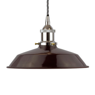 Burgundy Red Small Trinity Metal Painted Dome Pendant Light With Nickle Lamp Holder And Grey Twisted CableSe Home from B&Q