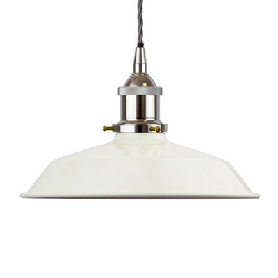 Clay White Small Trinity Metal Painted Dome Pendant Light With Nickle Lamp Holder And Grey Twisted CableSe Home from B&Q