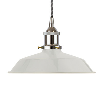Pale Grey Small Trinity Metal Painted Dome Pendant Light With Nickel Lamp Holder And Grey Twisted CableSe Home from B&Q
