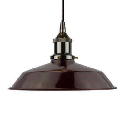 Burgundy Red Small Trinity Metal Painted Dome Pendant Light With Black Nickel Lamp Holder And Black Round CableSe Home from B&Q
