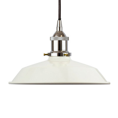 Clay White Small Trinity Metal Painted Dome Pendant Light With Nickle Lamp Holder And Black Round CableSe Home from B&Q