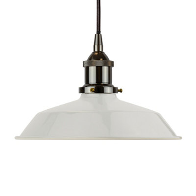 Pale Grey Small Trinity Metal Painted Dome Pendant Light With Black Nickel Lamp Holder And Black Round CableSe Home from B&Q