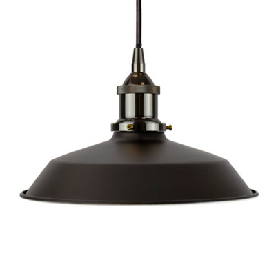 Matt Black Small Trinity Metal Painted Dome Pendant Light With Black Nickel Lamp Holder And Black Round CableSe Home from B&Q