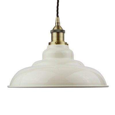 Clay White St Edmund's Painted Dome Pendant Light With Antique Brass Lamp Holder And Black Twisted CableSe Home from B&Q