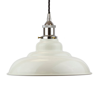 Clay White St Edmund's Painted Dome Pendant Light With Nickel Lamp Holder And Black Twisted CableSe Home from B&Q