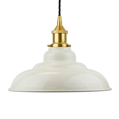 Clay White St Edmund's Painted Dome Pendant Light With Polished Brass Lamp Holder And Black Twisted CableSe Home from B&Q
