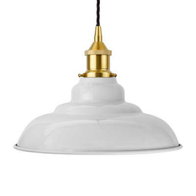 Pale Grey St Edmund's Painted Dome Pendant Light With Polished Brass Lamp Holder And Black Twisted CableSe Home from B&Q