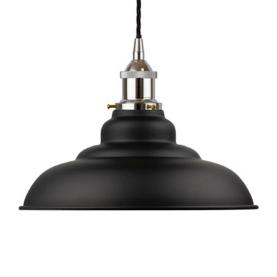Matt Black St Edmund's Painted Dome Pendant Light With Nickel Lamp Holder And Black Twisted CableSe Home from B&Q