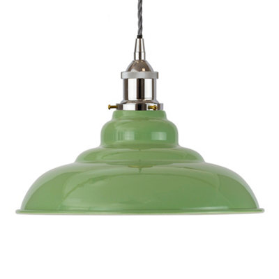 Mint Green St Edmund's Painted Dome Pendant Light With Nickel Lamp Holder And Grey Twisted CableSe Home from B&Q