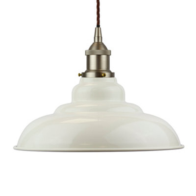 Clay White St Edmund's Painted Dome Pendant Light With Brushed Chrome Lamp Holder And Grey Twisted CableSe Home from B&Q