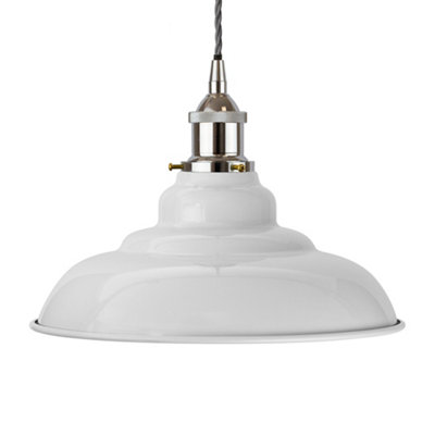 Pale Grey St Edmund's Painted Dome Pendant Light With Nickel Lamp Holder And Grey Twisted CableSe Home from B&Q