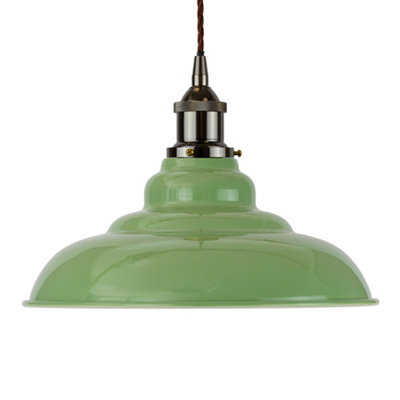 Mint Green St Edmund's Painted Dome Pendant Light With Black Nickel Lamp Holder And Brown Twisted CableSe Home from B&Q