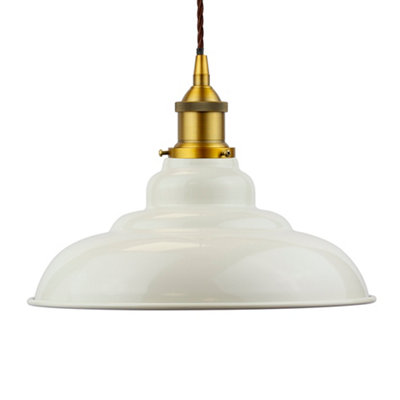 Clay White St Edmund's Painted Dome Pendant Light With Antique Gold Lamp Holder And Brown Twisted CableSe Home from B&Q