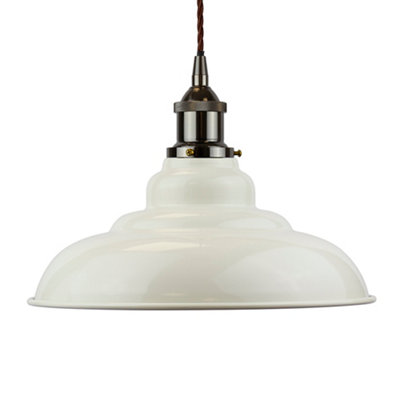 Clay White St Edmund's Painted Dome Pendant Light With Black Nickel Lamp Holder And Brown Twisted CableSe Home from B&Q