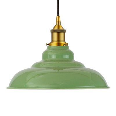 Mint Green St Edmund's Painted Dome Pendant Light With Antique Gold Lamp Holder And Black Round CableSe Home from B&Q