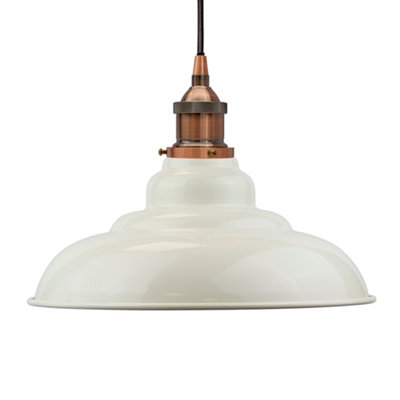 Clay White St Edmund's Painted Dome Pendant Light With Antique Copper Lamp Holder And Black Round CableSe Home from B&Q