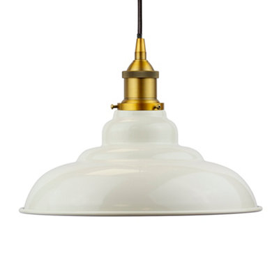 Clay White St Edmund's Painted Dome Pendant Light With Antique Gold Lamp Holder And Black Round CableSe Home from B&Q