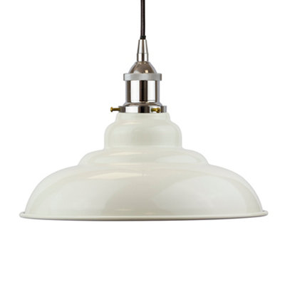 Clay White St Edmund's Painted Dome Pendant Light With Nickel Lamp Holder And Black Round CableSe Home from B&Q