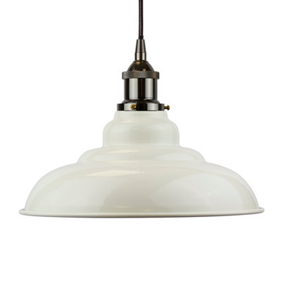 Clay White St Edmund's Painted Dome Pendant Light With Black Nickel Lamp Holder And Black Round CableSe Home from B&Q