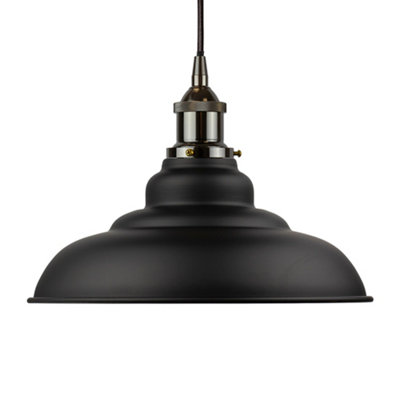 Matt Black St Edmund's Painted Dome Pendant Light With Black Nickel Lamp Holder And Black Round CableSe Home from B&Q