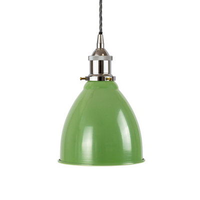 Mint Green Classic Small Pantry Metal Painted Dome Pendant Light With Nickle Lamp Holder And Grey Twisted CableSe Home from B&Q