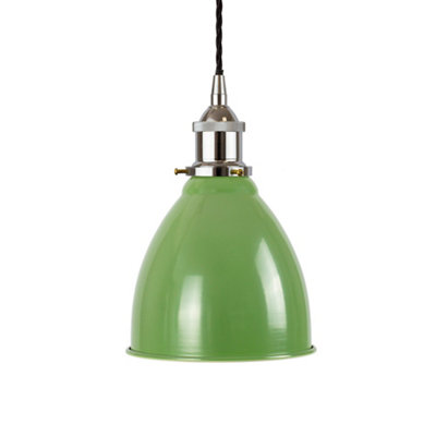 Mint Green Classic Small Pantry Metal Painted Dome Pendant Light With Nickle Lamp Holder And Black Twisted CableSe Home from B&Q