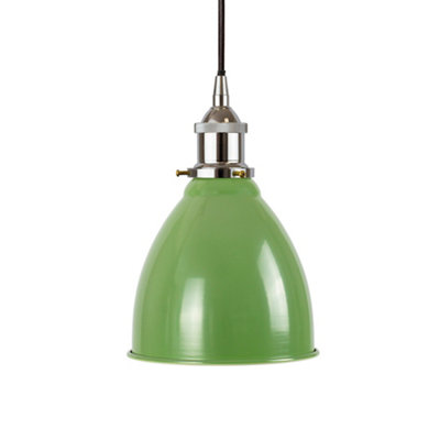Mint Green Classic Small Pantry Metal Painted Dome Pendant Light With Nickle Lamp Holder And Black Round CableSe Home from B&Q