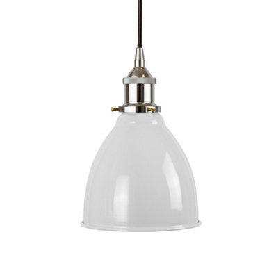 Pale Grey Classic Small Pantry Metal Painted Dome Pendant Light With Nickle Lamp Holder And Black Round CableSe Home from B&Q