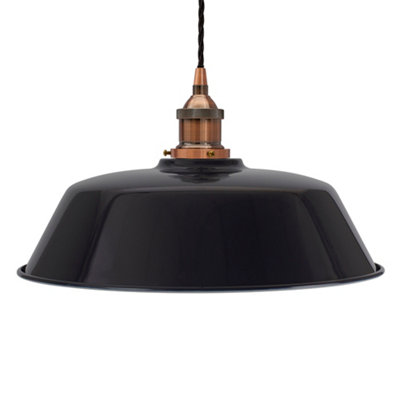 Navy Blue Chancery Painted Dome Pendant Light With Antique Copper Lamp Holder And Black Twisted CableSe Home from B&Q