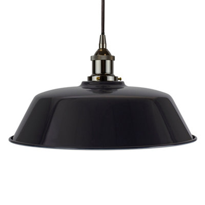 Navy Blue Chancery Painted Dome Pendant Light With Black Nickel Lamp Holder And Black Round CableSe Home from B&Q