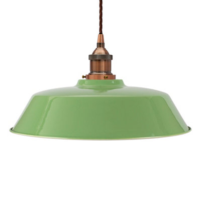 Mint Green Chancery Painted Dome Pendant Light With Antique Copper Lamp Holder And Brown Twisted CableSe Home from B&Q