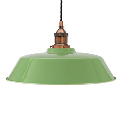 Mint Green Chancery Painted Dome Pendant Light With Antique Copper Lamp Holder And Black Twisted CableSe Home from B&Q