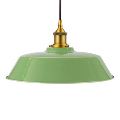 Mint Green Chancery Painted Dome Pendant Light With Antique Gold Lamp Holder And Black Round CableSe Home from B&Q