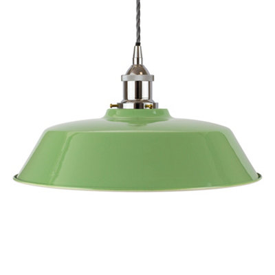 Mint Green Chancery Painted Dome Pendant Light With Nickel Lamp Holder And Grey Twisted CableSe Home from B&Q