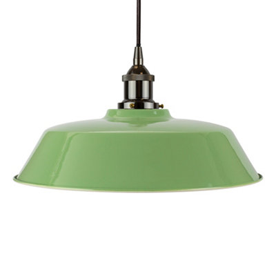 Mint Green Chancery Painted Dome Pendant Light With Black Nickel Lamp Holder And Black Round CableSe Home from B&Q