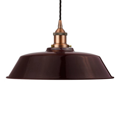 Burgundy Red Chancery Painted Dome Pendant Light With Matt Antique Copper Lamp Holder And Black Twisted CableSe Home from B&Q