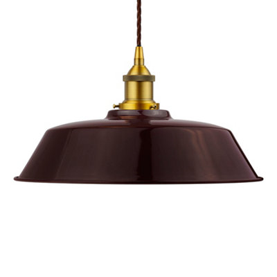 Burgundy Red Chancery Painted Dome Pendant Light With Antique Gold Lamp Holder And Brown Twisted CableSe Home from B&Q