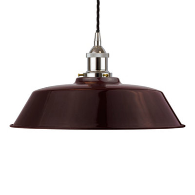 Burgundy Red Chancery Painted Dome Pendant Light With Nickel Lamp Holder And Black Twisted CableSe Home from B&Q