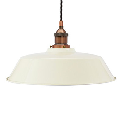 Clay White Chancery Painted Dome Pendant Light With Antique Copper Lamp Holder And Black Twisted CableSe Home from B&Q