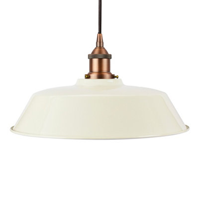 Clay White Chancery Painted Dome Pendant Light With Matt Antique Copper Lamp Holder And Black Round CableSe Home from B&Q