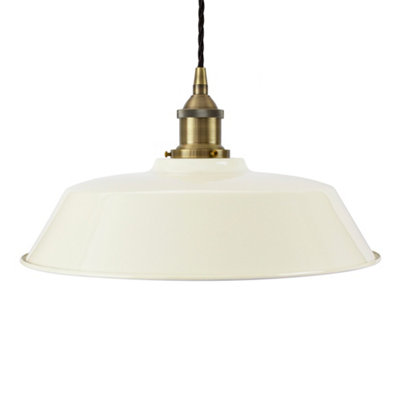 Clay White Chancery Painted Dome Pendant Light With Antique Brass Lamp Holder And Black Twisted CableSe Home from B&Q