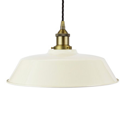 Clay White Chancery Painted Dome Pendant Light With Matt Antique Brass Lamp Holder And Black Twisted CableSe Home from B&Q