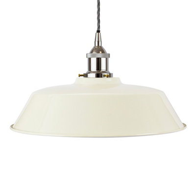 Clay White Chancery Painted Dome Pendant Light With Nickel Lamp Holder And Grey Twisted CableSe Home from B&Q