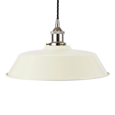 Clay White Chancery Painted Dome Pendant Light With Nickel Lamp Holder And Black Twisted CableSe Home from B&Q
